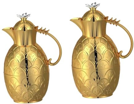 Folpus Teteras de café de café en forma de piña árabe tradicional 0.6L 1.0L Botellas de agua térmica aisladas Calentadores para Camping Cafe, Oro