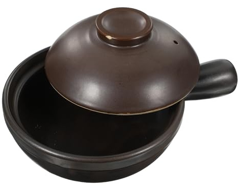Mikinona Casseruola in Ceramica Marrone da 650ml per Cottura Veloce e Resistente, per Hot Pot Piccante e Cucina Tradizionale