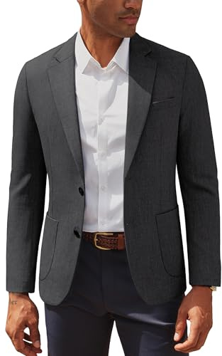PJ Paul Jones Chaqueta de traje deportiva de dos botones para hombre, ajuste regular, hollín, talla L