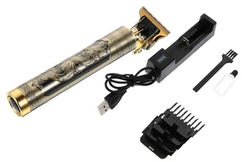 DEARMAMY Cortapelos Eléctrico Vintage Kit Completo 1 Unidad 4 Peines Guía Recargable para Hombres Patrón Tallado Uso Profesional en Casa