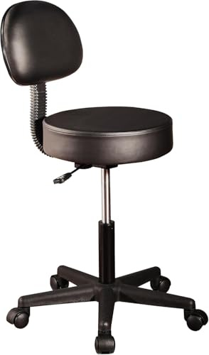 Master Tabouret de Massage hydraulique pivotant avec Dossier Noir pour Clinique Spa Tatouage Bureau