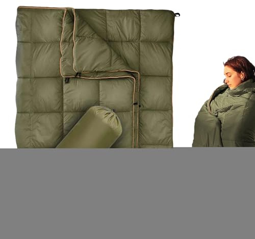 Daunen-Campingdecke – Leichte Outdoor-Steppdecke | Wasserabweisende Reisedecke | Inklusive Kompaktem Packsack, Warmer, Verstaubarer Schlafbezug, Gemütliche Rucksackausrüstung