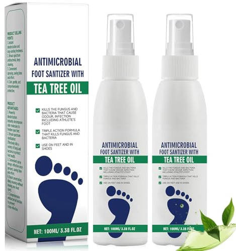 2PCS Antifungal Foot Spray, Foot Deodorant for Smelly Feet with Tea Tree Oil, Reduce Feet Odor & Shoe Freshness, Athletes Deodorant, Gentle & Effective for Women & Men