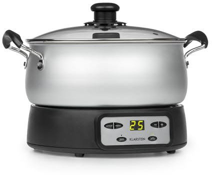 Klarstein Jam Session Marmeladen- und Geleekocher, 1000W, 2 Automatikprogramme, einstellbare Kochzeit, automatischer Rührer, beschichteter Innentopf, spülmaschinenfester Topf, 3 Liter Volumen