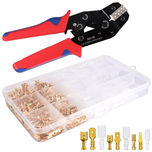 Juego de crimpadora de 0,25 – 2,5 Mm², alicates de terminales con 380 piezas de casquillos de cable, juego de alicates de crimpado aislados de alta calidad con ergonomía para bricolaje y instalación