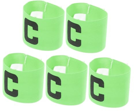 JOINPAYA 5 pièces Brassard Capitaine Football Vert Bandeau Élastique Anti-dérapant pour Sport Extérieur Brassard de Leader Équipe Soccer