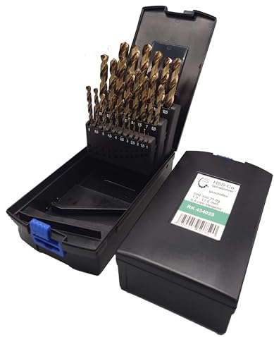 PRO by Lienemann® Metallbohrer Set | HSS Co Bohrer 1-13 mm | Edelstahlbohrer Set 25-tlg. | HSS Cobalt Bohrer Kassette DIN 338, Typ N | Metallbohrer Profi | Art. Nr. RK434025