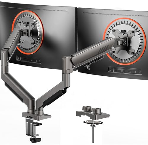 ErGear Dual Monitor Arm, Full Adjustable Monitor Mount for 13–32″ Screens, Fast Install Computer Monitor Stand with Tool-Free VESA Mount, Max Load 9kg Max VESA 100x100mm Gaming - Grey