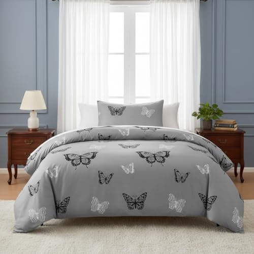 HOMEYA Juego de Funda Nórdica Cama 90 de 2 Piezas, Funda Edredón 150x220cm + 1 Almohada 50x75cm, Poliéster Patrón Moderna Estampado, Sin Bajera