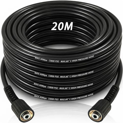 20M Kink Resistant M22 Jet Wash Extension Hose with Brass Thread Fitting, 5800 PSI High Pressure Washer Hose,M22-14mm Female Power Washer Replacement Hose for Most Brands