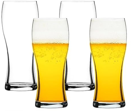 Bendbo Beer Glasses Set of 4, 16 oz Pilsner Beer Pint Glasses, Classics Craft Wheat Beer Glasses Drinking Set, Beer Mug Glassware Gift for Men