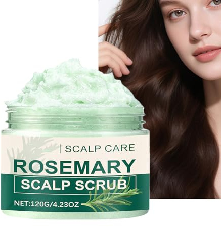 Scrub per cuoio capelluto con rosmarino e sale marino per la pulizia profonda, scrub chiarificante per radici dei capelli grassi e secchi, cura leggera del cuoio capelluto con sale marino e rosmarino