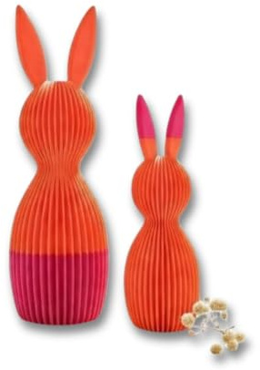 afHandmade 2er Osterhasen Set Deko Modern im Skandi Look, Bunte Osterdekoration, PLA Material, 10 × 4 cm und 16 x 5 cm, 2 Größen