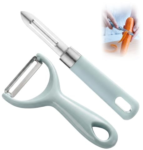 2 Pcs Vegetable Peeler Set, Stainless Steel Potato and Fruit Peeler with Ergonomic Non-Slip Handle, Y-Shape and I-Shape Kitchen Peeling Tools for Potatoes, Carrots, Cucumbers and Apples