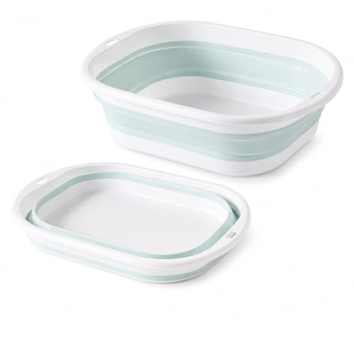 Admygo Collapsible Washing Up Bowl 3.5L, Portable Foldable Silicone Hand Wash Basin, Space Saving Camping Sink for Travel, Kitchen, Home (Blue, Small)