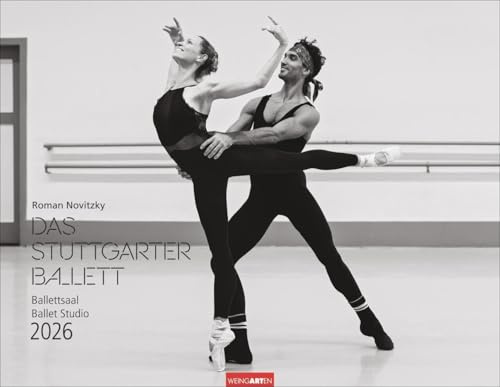 Ballettsaal - Stuttgarter Ballett Kalender 2026: Die ganze Eleganz und Kraft der Tänzer:innen in einem großen Fotokalender. Schwarzweißer Kalender für Tanzbegeisterte. 44 x 34 cm. Querformat