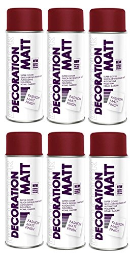 Deco Color 6er Sparpack DC Lackspray matt 400ml nach RAL freie Farbauswahl (6 Dosen in weinrot MATT RAL 3005)