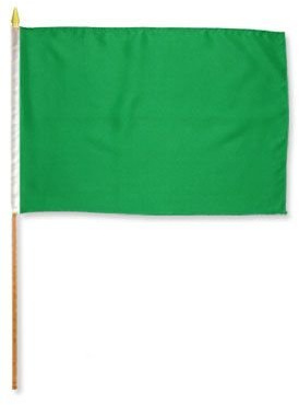 12x18 Green Stick Flag mounted on a 24 inch wooden stick staff (Super Polyester) cloth Fabric (Sewn Edges for Durability)12x18 12x18
