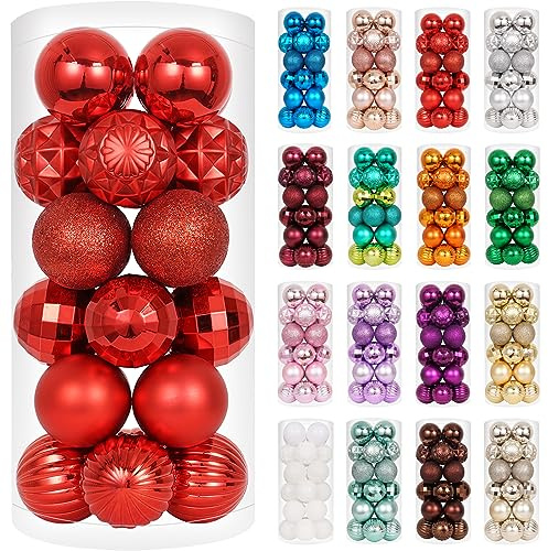 ChristmasExp - Adornos de Bola de Navidad inastillables, 60 mm, con Cuatro Acabados, 24 Unidades