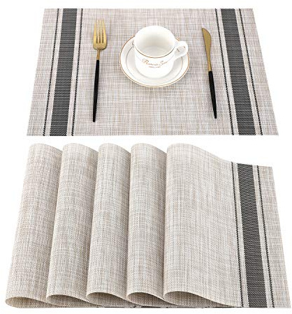 OUME Manteles Individuales de Mesa Lavable Antimanchas Antideslizante Resistente Al Calor PVC Vinilo Salvamanteles Individuales