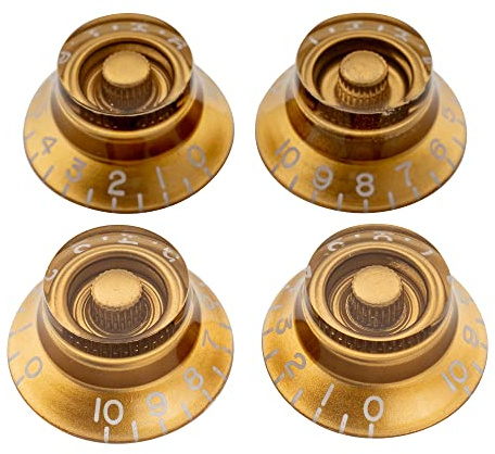 Musiclily Pro Linkshänder Zoll Potiknopfe Top Hat Knobs Gold 4er Set | für USA LP Style E-Gitarre