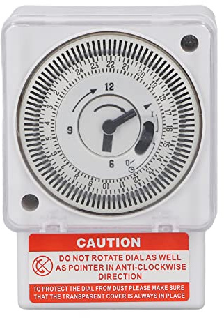 Mechanical Time Switch, AC220V 24 Hour Cycle 15 Minute Interval Box Timer with Transparent Waterproof Dustproof Cover, Quartz Motor Type Industrial Timer for Indoor Outdoor