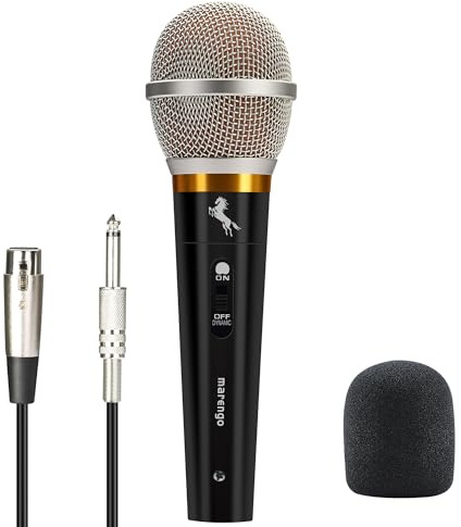 Marengo Handheld Dynamic Microphone for Karaoke Singing, Wired XLR Microphone with On and Off Switch and 13ft Detachable XLR Cable