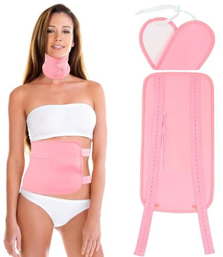 Genkigold 2 Stück Rosa Bio-Rizinusöl-Packung aus Bambus-Baumwolle, Wiederverwendbares Set für Leberentgiftung, Schlaflosigkeit, Verstopfung und Entzündungen, Verstellbar, Waschbar, Anti-Öl-Leck