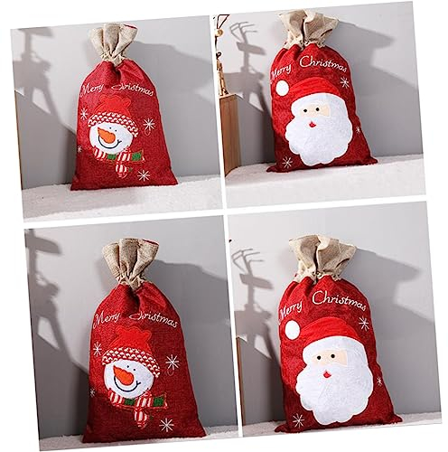 PartyKindom 1Stk kinder geschenktüten weihnachts party Feiertagsparty liefert sackleinen weihnachtssack weihnachtsgeschenktüten Süßigkeitentüte für Weihnachten Kordelzug Geschenktasche Stoff