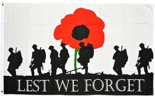Flagmax Lest We Forget Remembrance Flags – Premium Quality Outdoor & Indoor Use (5ft x 3ft (150cm x 90cm))