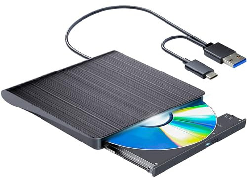 POTVMOSL External Blu ray Drive Player - Read/Write Compatible, USB 3.0 and Type-C, DVD Burner for Win8/Win10/Win11
