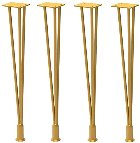 IUokLU Haarnadel-Tischbeine, Metallbeine für Möbel, 28-Zoll-Schreibtischbeine, DIY-Deko-Tischbeine für Couchtisch, Esstisch, Gold, 4er-Set