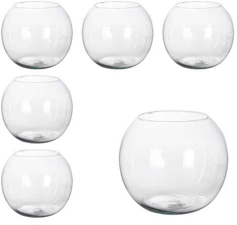 Two Tigers | Jarrón Bola De Cristal | Pack 6 de 9cm Ancho | Florero Esférico Transparente | Pecera Pequeña Decorativa | Centro De Mesa Restaurantes Bares Hoteles Bodas Celebraciones Flores Velas