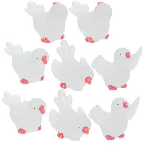 KONTONTY 8 Pezzi Mini Statue Colomba in Resina Ornamenti Decorazione Per Acquario Uccelli Artificiali Statuette Da Giardino Paesaggistico