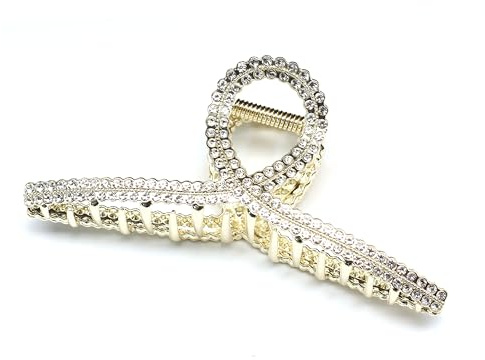 Grande Mollettone per Capelli Donna in Metallo Clip Artiglio per Capelli Pinza per Capelli, Accessorio per Capelli 1 Pezzo 11.5cm x 4.3cm, Cristallo