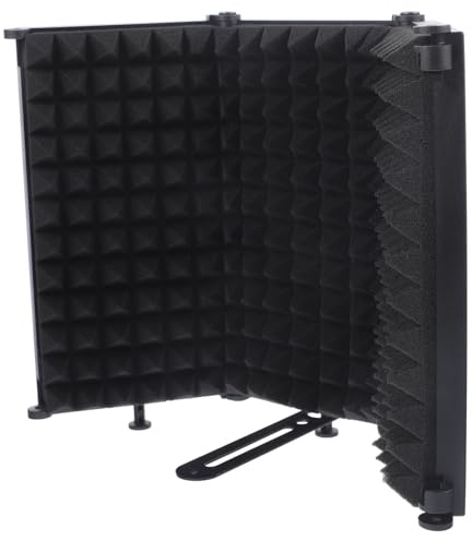 Toyvian 3-panel Mikrofon Windschutz mit Verstellbarem Winkel Faltbar aus Eisen und Eva Schwamm für Aufnahmen