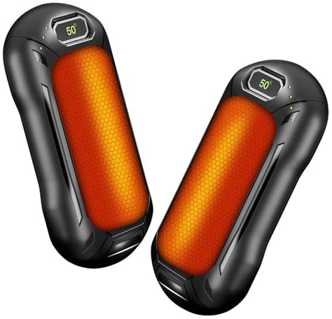 Anluomafuy Handwärmer Wiederaufladbar, Elektrische Schnelleres Aufheizen Handwärmer, 6000mAh Split-Magnetic 2er-Pack, 3 Heizmodi, Wiederverwendbar, Wiederaufladbare Taschenwärmer für Outdoor Camping