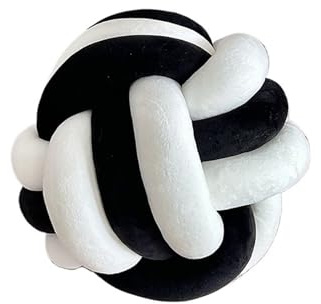 LXLAEOANG Cojín de Bola Cuerda Tres Hilos Tejido a Mano for decoración del hogar, cojín Nudo Dos Colores for Ventana salediza(White Black,28x28x28)