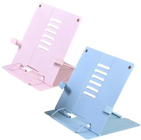2 Piezas Atril para Libros de Metal, Soporte de Lectura Ajustable con 6 Ángulos, Ideal para Recetas, Libros de Texto, Documentos y Más, Perfecto para Cocina, Oficina y Estudio