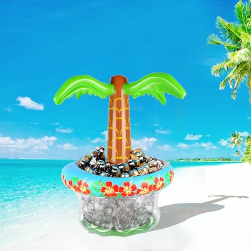 POENVFPO Uppblåsbar ölkylare, Kokosnötshink, Uppblåsbar Palm, 25 Kg Lastkapacitet, för Sommarfester och Luau-sammankomster (Grön)
