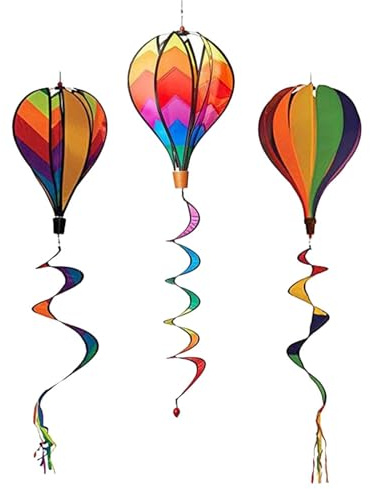 Montgolfière Décorative Suspendue 3pcs en PVC, Texture Réaliste | Décoration de Jardin, Intérieur et Extérieur, Installation Facile, Ornement à Suspendre pour Garçon et Filles