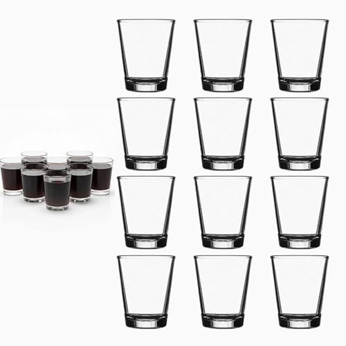 Zbozzba Lot de 12 verres à liqueur, 60 ml, en verre transparent, avec fond épais, passe au lave-vaisselle, base épaisse, petits verres à liqueur, verres à liqueur, verres à shot