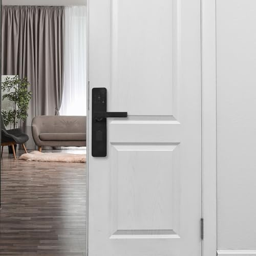 WheatThrive Cerradura inteligente de puerta electrónica, cerradura inteligente TTlock con control remoto de aplicación, contraseña y entrada de tarjeta IC, cerrojo antirrobo de aleación de aluminio
