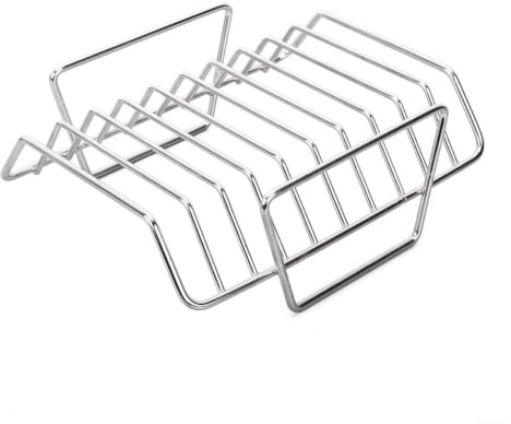 Bbq revbenshållare tillverkad av 304 rostfritt stål robust och värmebeständig för jämn matlagning av kött grönsaker och kyckling silver grilltillbehör lätt att rengöra i diskmaskin