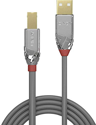 LINDY 36642 2m USB 2.0 Typ A an B Kabel, Cromo Line, Anthrazit