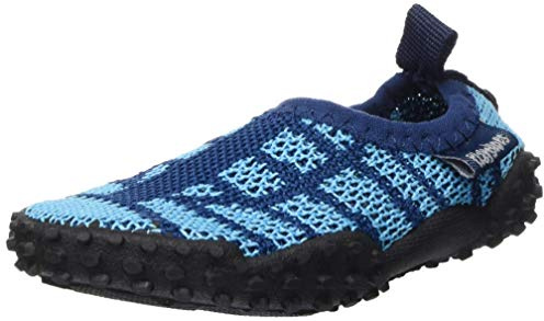 Playshoes Strick-Aqua-Schuhe, Aqua Schuhe, Blau (Marine/hellblau 639), 18/19 EU (2/3 Child UK)