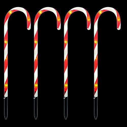 4er Set Zuckerstangenstäbe LED-Gartenleuchtstäbe mit 32 weißen LEDs Leuchtstab Zuckerstange