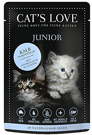 Cat´s Love Junior Katzenfutter Nassfutter Kalb Pur Ohne Getreide künstliche Farb- und Lockstoffe Zucker (Kalb, 12 x 85g)