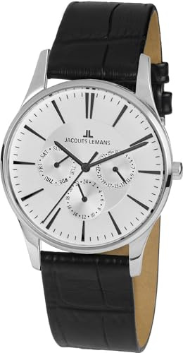 JACQUES LEMANS Herren Analog Quarz Uhr mit Silikon Armband 1-1951B
