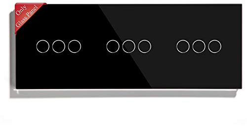 BSEED Nueva Versión Interruptor de Luz de Pared Panel de Vidrio Táctil Solo Triple 3 Gang Negro 228 mm * 86 mm